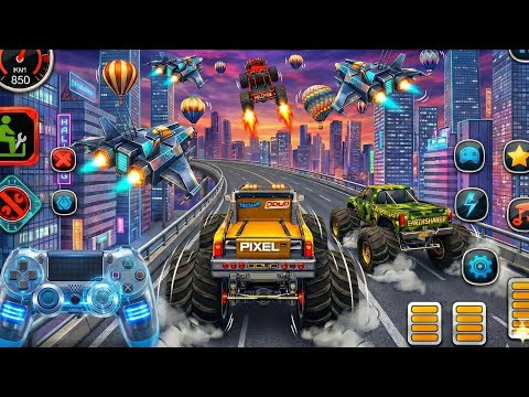 Mega Ramp Challenge! Super Crazy GT Monster Truck Racing Stunts | Android Gameplay #5 Skeleton Play
