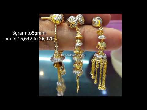 Gold earring design 2021 with price/long hanging...