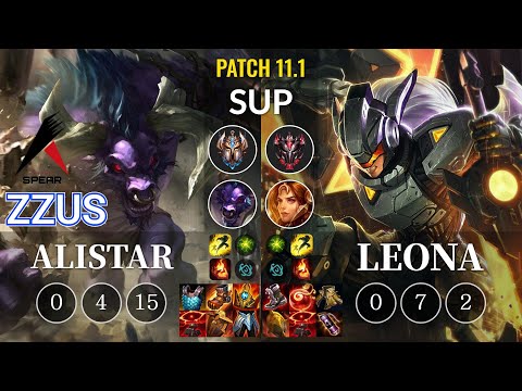 ASP Zzus Alistar vs Leona Sup - KR Patch 11.1