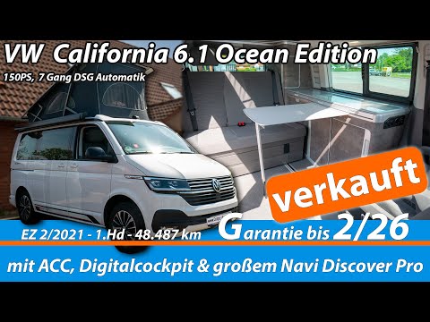 Verkauft: VW California T6.1 Ocean EZ2021 150PS DSG ACC Digitales Cockpit AHK Garantie bis 2026