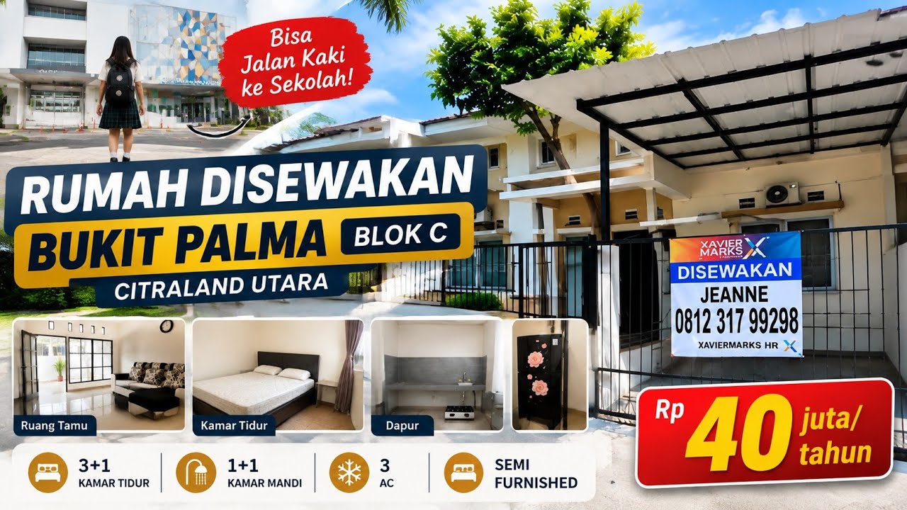 Bukit Palma Blok C Blkg Sklh Citra Berkat, Dekat Superindo.semi Furnished
