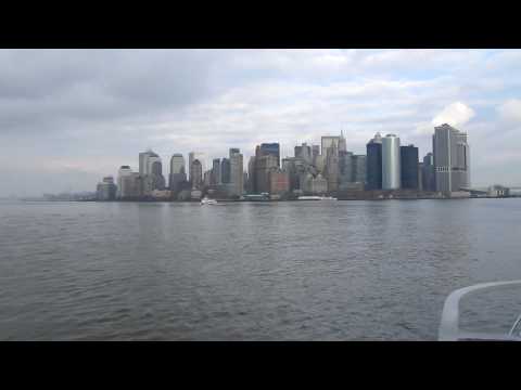 Manhattan skyline and Statue of Liberty from the Hudson river