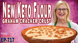 NEW KETO FLOUR MAKES AMAZING GRAHAM CRACKER CRUST   TOPPED WITH SALTED CARAMEL CHEESECAKE