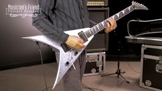 Video thumbnail for Jackson Custom Select King V Electric Guitar, Silver Sparkle by Musician's Friend