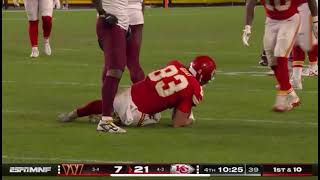 The NFL fined Commanders LB Frankie Luvu $46,372 for this hip-drop tackle on Chiefs TE Noah Gray.
