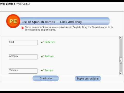 spanish names, click and drag