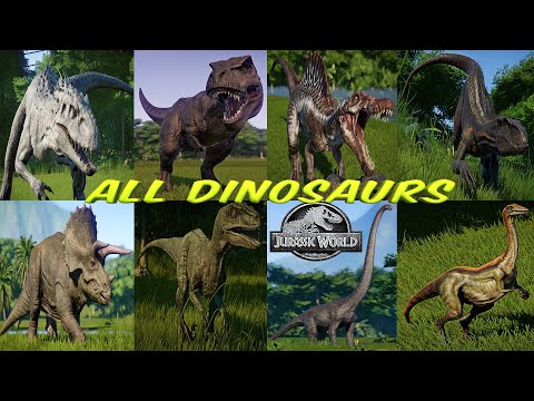 All Dinosaur Species - Jurassic World Evolution ( 68 Dinosaurs )