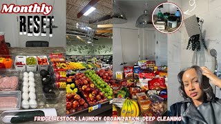 MONTHLY RESET | deep cleaning my apartment, grocery restock + laundry organization