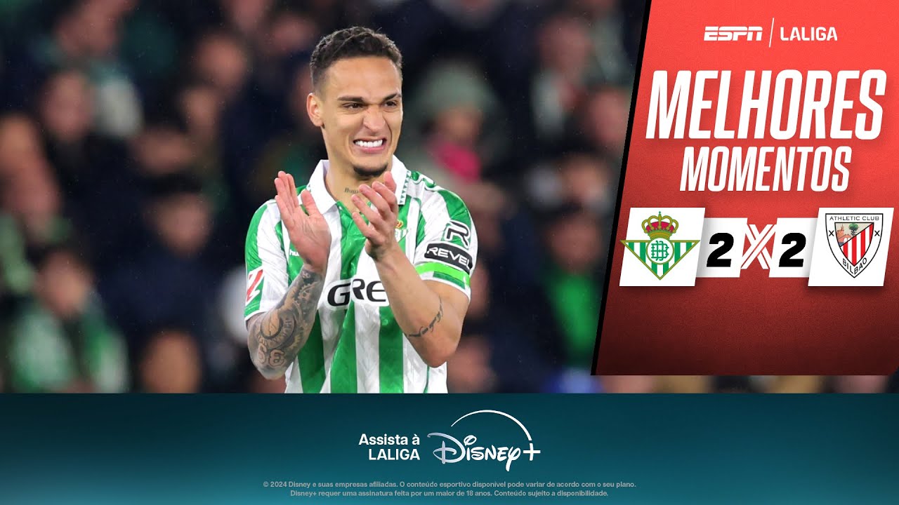 ANTONY ESTREIA, inicia JOGADA de GOL, mas Betis fica no empate com Bilbao | Melhores momentos