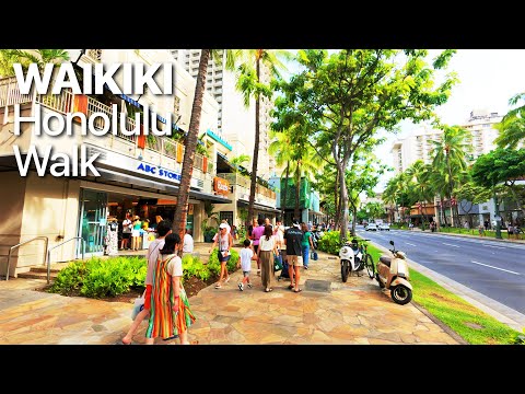 Walking Waikiki Downtown | Honolulu, Oahu, Hawaii | 4K