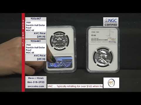 1959 and 1960 Franklin Half Dollar - Proof - NGC 68