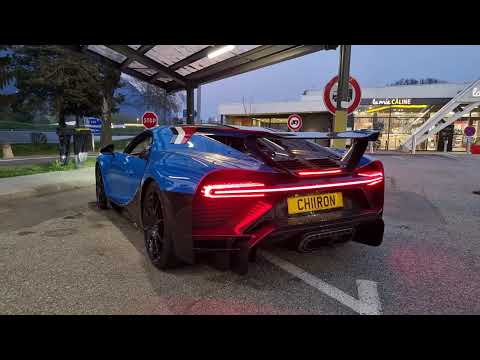 Bugatti Chiron Pur Sport - Engine start up and revving sounds. France. A43.