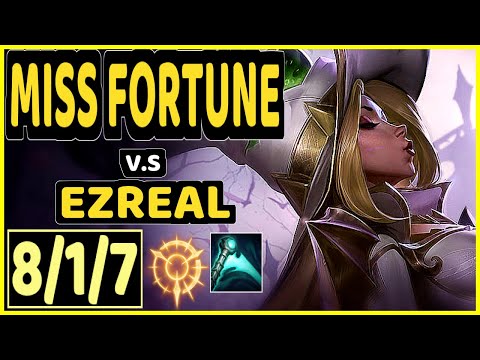 XDSMILEY (MISS FORTUNE) vs EZREAL - 8/1/7 KDA BOTTOM ADC GAMEPLAY - EUW Ranked GRANDMASTER