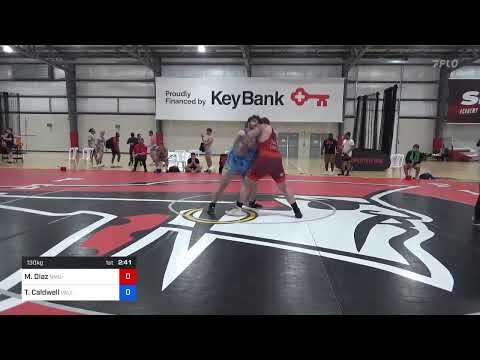 130 Kg 7th Place - Max Diaz, NMU-National Training Center Vs Tony Caldwell, Valley Center Wrestlin
