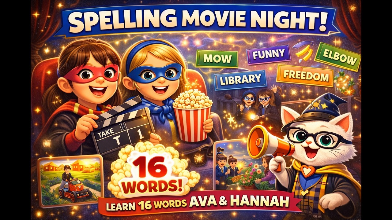 🎥 Spelling Movie Night! Learn 16 Spelling Words with Ava & Hannah 🍿✏️