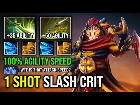 WTF Instant 1 Shot Slash 100% Max Agility Speed Unlimited Crit Hit Like a Truck Juggernaut Dota 2