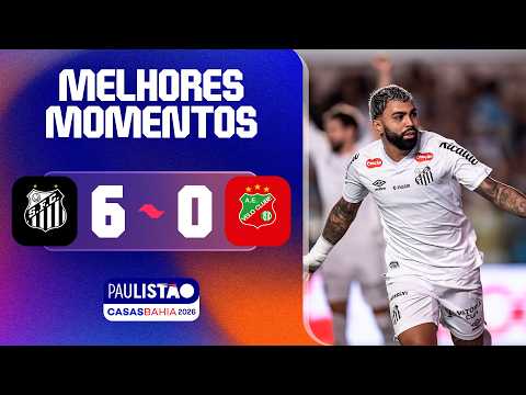 SANTOS 6 X 0 VELO CLUBE | MELHORES MOMENTOS | 8ª RODADA | PAULISTÃO CASAS BAHIA 2026
