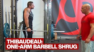 ONE-ARM BARBELL SHRUG exercise video thumbnail