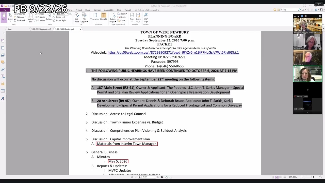 From the Planning Board