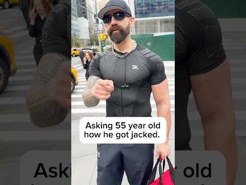 Asking 55 year old how he got jacked. #workout #interview #benchpress #fitness #nyc #biceps