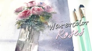How to Paint a Rose in a Glass Vase | Watercolor Tutorial