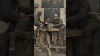 Soldiers Sharpening their Bayonets in 1918 - Restored Footage