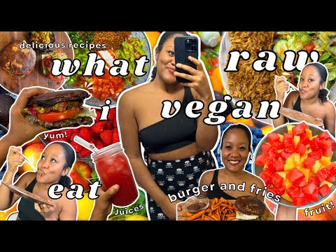 RAW VEGAN WHAT I EAT IN A DAY + RAW BURGER RECIPE (savory + delicious)
