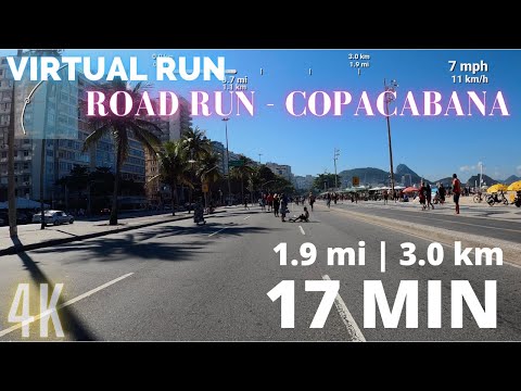 Virtual FAST RUN 17 Minutes | 1.9mi (3km) Road Running Copacabana | Avicii Music Included