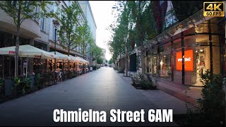 Chmielna Street at 5AM - While the City Still Sleeps | 4K Early Morning Walk