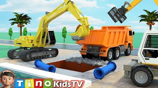 Excavator Hydraulic Hammer Drill & Clamp Trucks for Kids | Fountain Pipe Repair