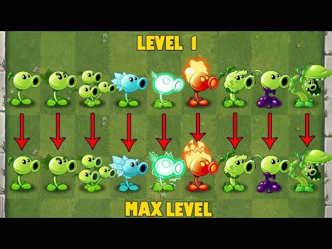 PvZ 2 Discovery - Every PEASHOOTER Level 1 vs Max Level