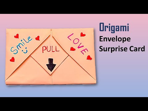 DIY Pull Tab Origami Envelope Card // Surprise Massage Card - craftUP