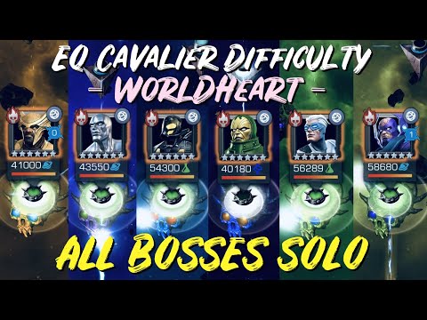 Worldheart - All Bosses SOLO! New Cavalier EQ! Quicksilver & Galan! - Marvel Contest Of Champions