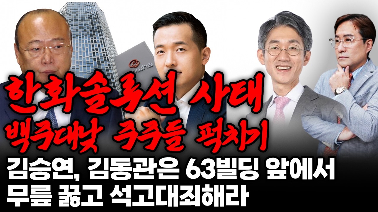 (경제한스푼) 한화솔루션 사태는 '백주대낮 주주들 퍽치기' 김승연, 김동관은 63빌딩 앞에서 무릎 꿇고 석고…