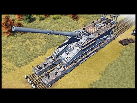 Biggest Gun Ever Made - 800mm Schwerer Gustav Railroad Gun | Men of War Assault Squad 2 Mod Gameplay