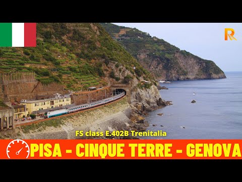 Cab Ride Pisa - Cinque Terre - Genova (Italy, Liguria) train driver's view in 4K