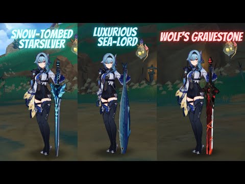 Eula Weapon Comparison C0 | Snow-Tombed/Sea-Lord/Wolf's Gravestone