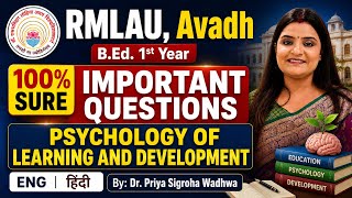 RMLAU Psychology of Learning & Development Most Important Questions | B.Ed 1st Year Avadh University