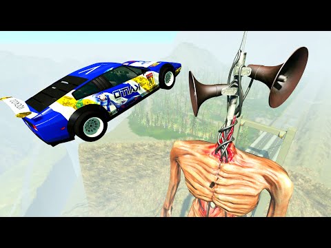 Open Bridge Crashes over Siren Head - Beamng Drive