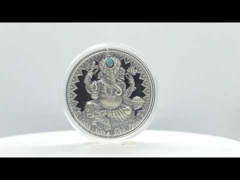 GANESHA WORLD CULTURES 2 OZ SILVER COIN 2000 FRANCS CAMEROON 2019