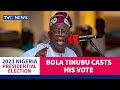 #Decision2023: Bola Tinubu Arrives the Polling Unit at Alausa in Ikeja, Lagos State