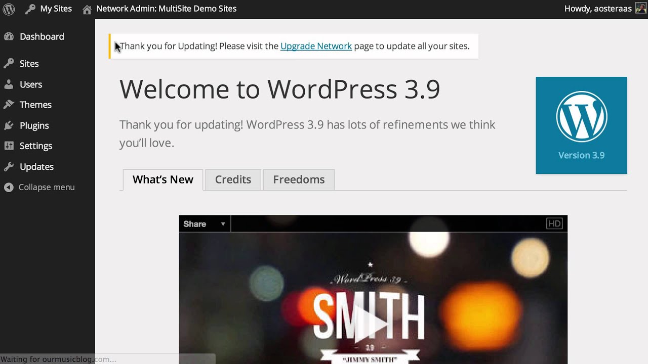 WordPress MultiSite: Updating WordPress on a MultiSite Network