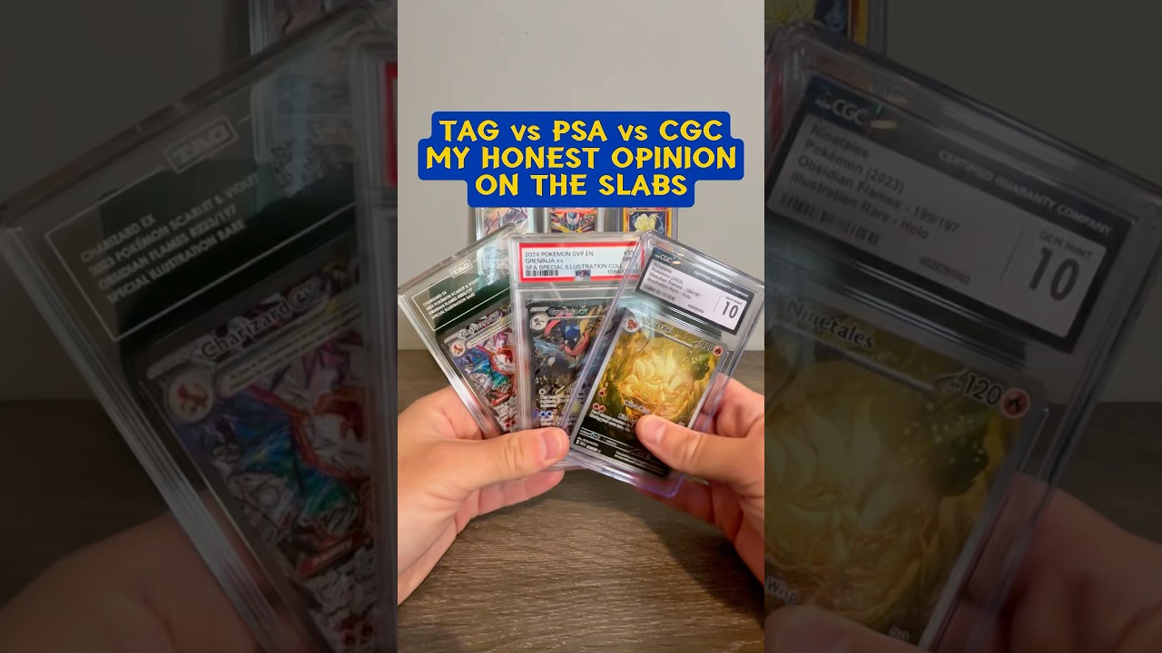 Comparing my TAG, PSA, and CGC slabs #pokemon #pokemontcg #pokemoncommunity #TAG #PSA #CGC