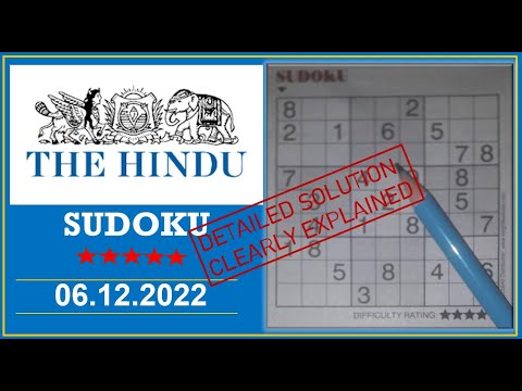 How to Solve 5 Star Hindu  Sudoku Dec 06,  2022 -  Step By Step Solution