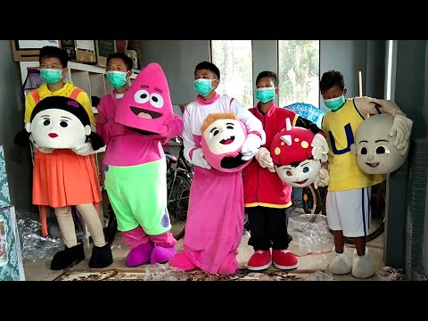 Squid Game Costume | MY FRIEND UNBOXING WEARING COSPLAY SQUID, PATRICK, MASHA BOBOIBOY UPIN NGLENYER Video