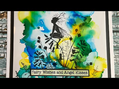 The Woodland Sprite In An Alcohol Ink Meadow by Jo Rice #laviniastamps #alcoholinks