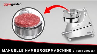 Machine à hamburgers manuelle pour 3 tailles - Ø 100 - Ø 130 - Ø 150 - Argent