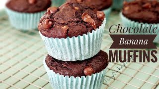 healthy homemade banana chocolate chip muffins