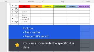How to Create a Semester Plan (Microsoft Word)