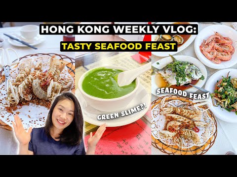 VLOG semanal de HONG KONG: FESTA de frutos do mar em Sai Kung, comendo SLIME e caminhada na barragem leste do Geoparque UNESCO!
